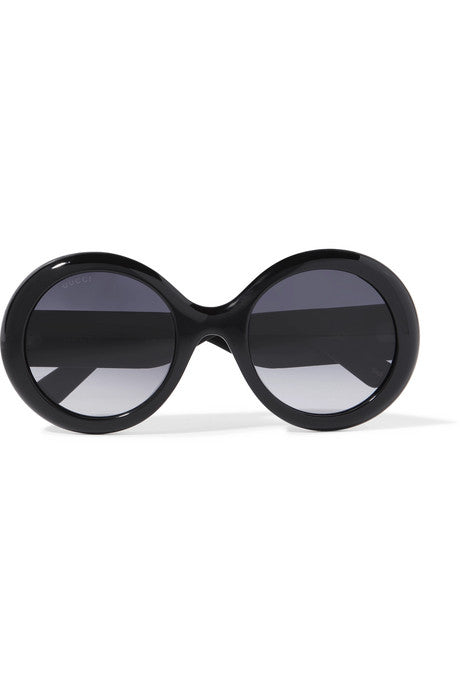 Round-frame glittered acetate sunglasses