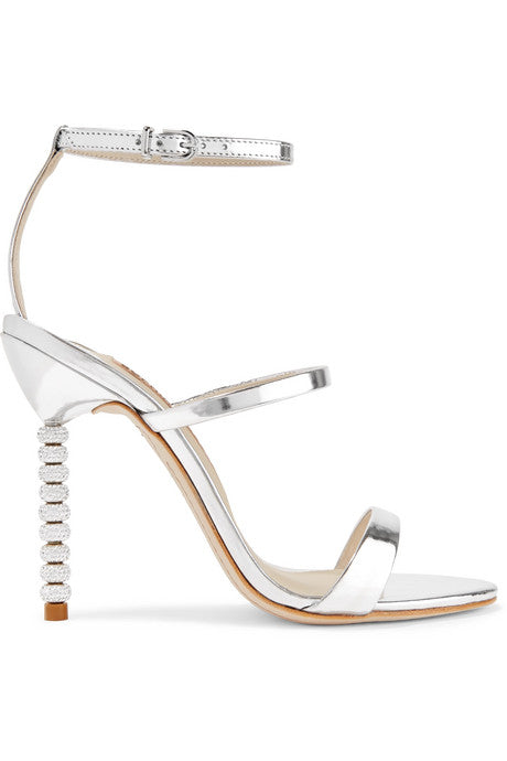 Rosalind crystal-embellished metallic leather sandals
