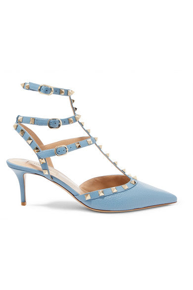 Valentino Garavani The Rockstud textured-leather pumps