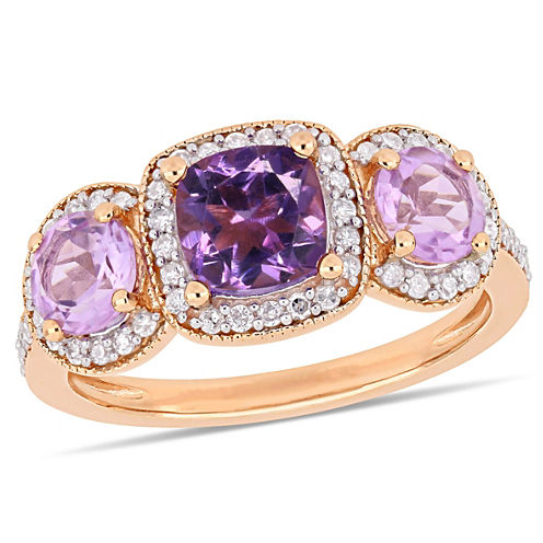 Womens 1/3 CT. T.W. Purple Amethyst Gold Over Silver Cocktail Ring