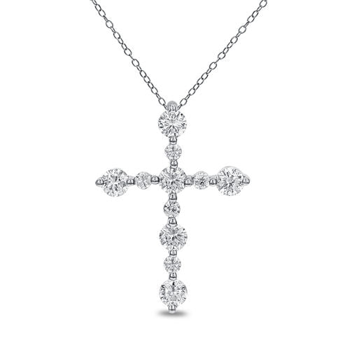 Womens 1/3 CT. T.W. Genuine White Diamond 14K Gold Cross Pendant Necklace