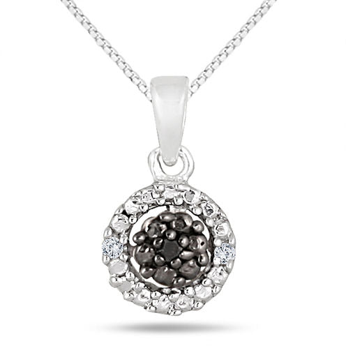 Womens 1/3 CT. T.W. Black Diamond Sterling Silver Pendant Necklace