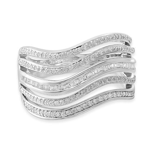 Womens 1/2 CT. T.W. White Diamond Sterling Silver Cocktail Ring