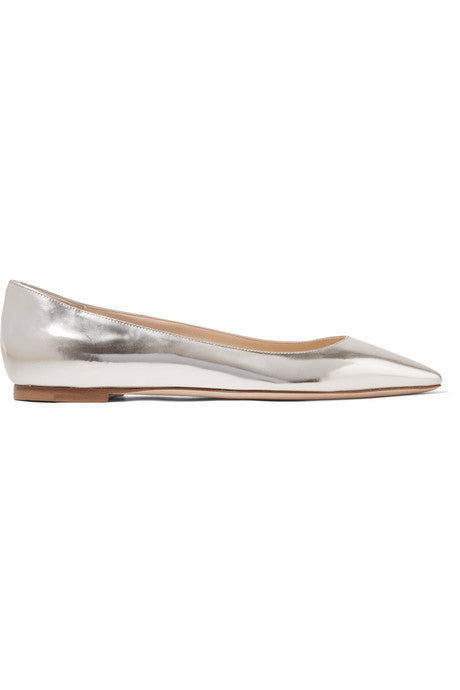 Romy metallic leather point-toe flats