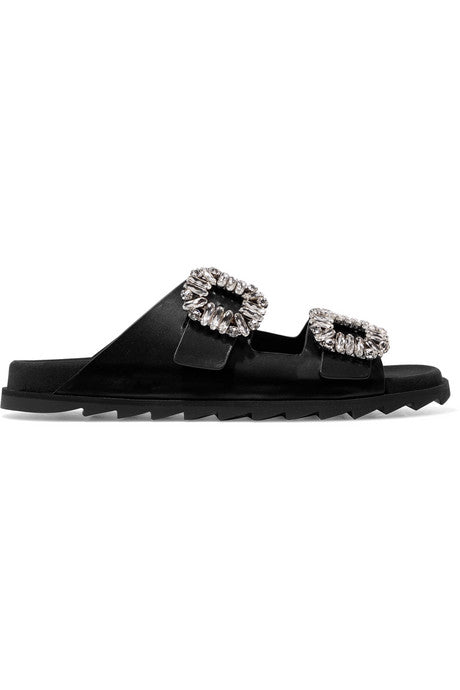 Slidy Viv crystal-embellished leather slides