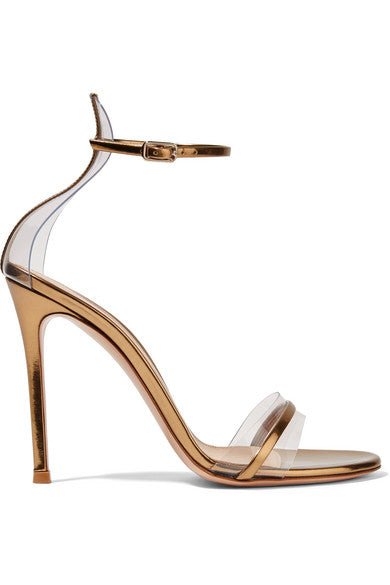 Portofino 100 PVC-trimmed metallic leather sandals