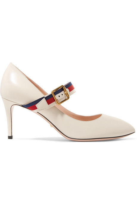 Sylvie grosgrain-trimmed leather pumps