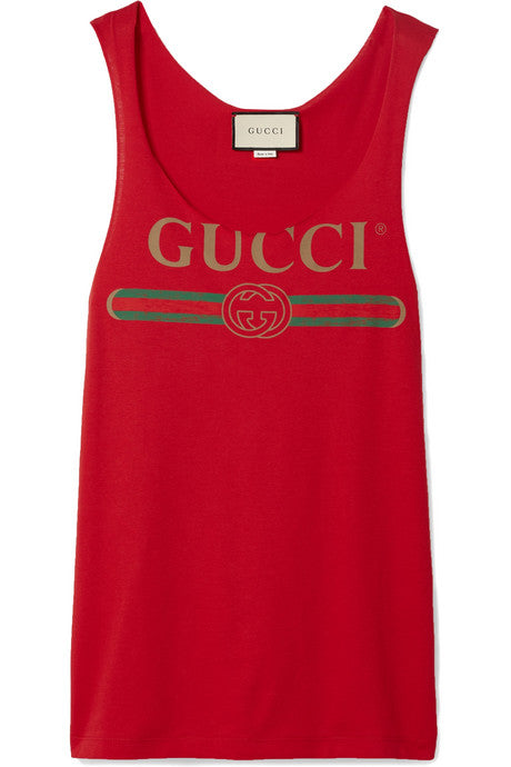 Printed cotton-jersey tank