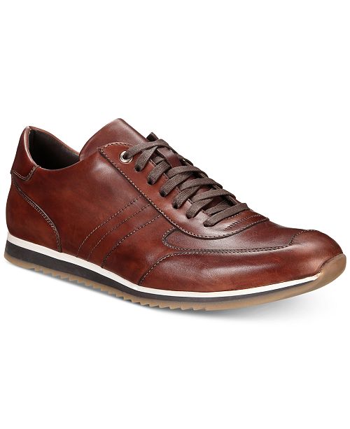 Men's Leather Lace-Up Trainers, Created for Macy's